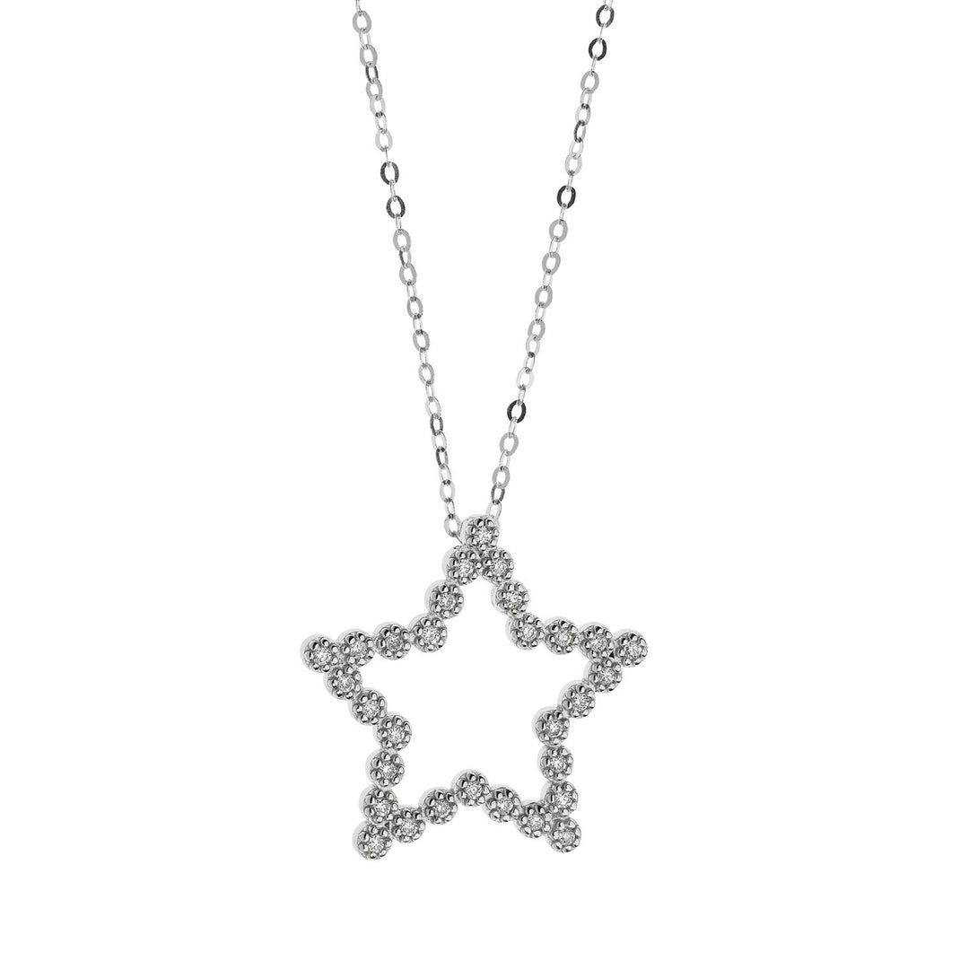Comete Necklace in white gold with Star and Diamonds GLB1174