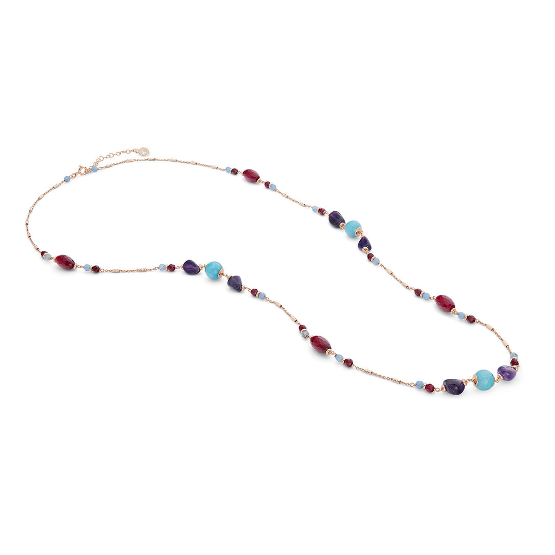 Comete Collana Argento 925‰ con Ametista, Giada e Agata colorate GLA274