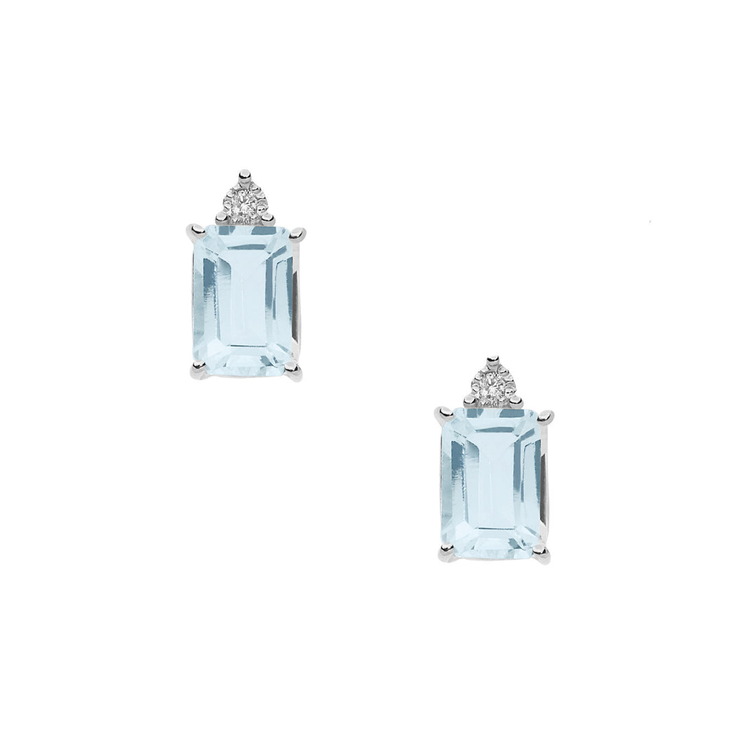 Comete Earrings in Gold, Diamonds and Octagonal Aquamarine ORQ241