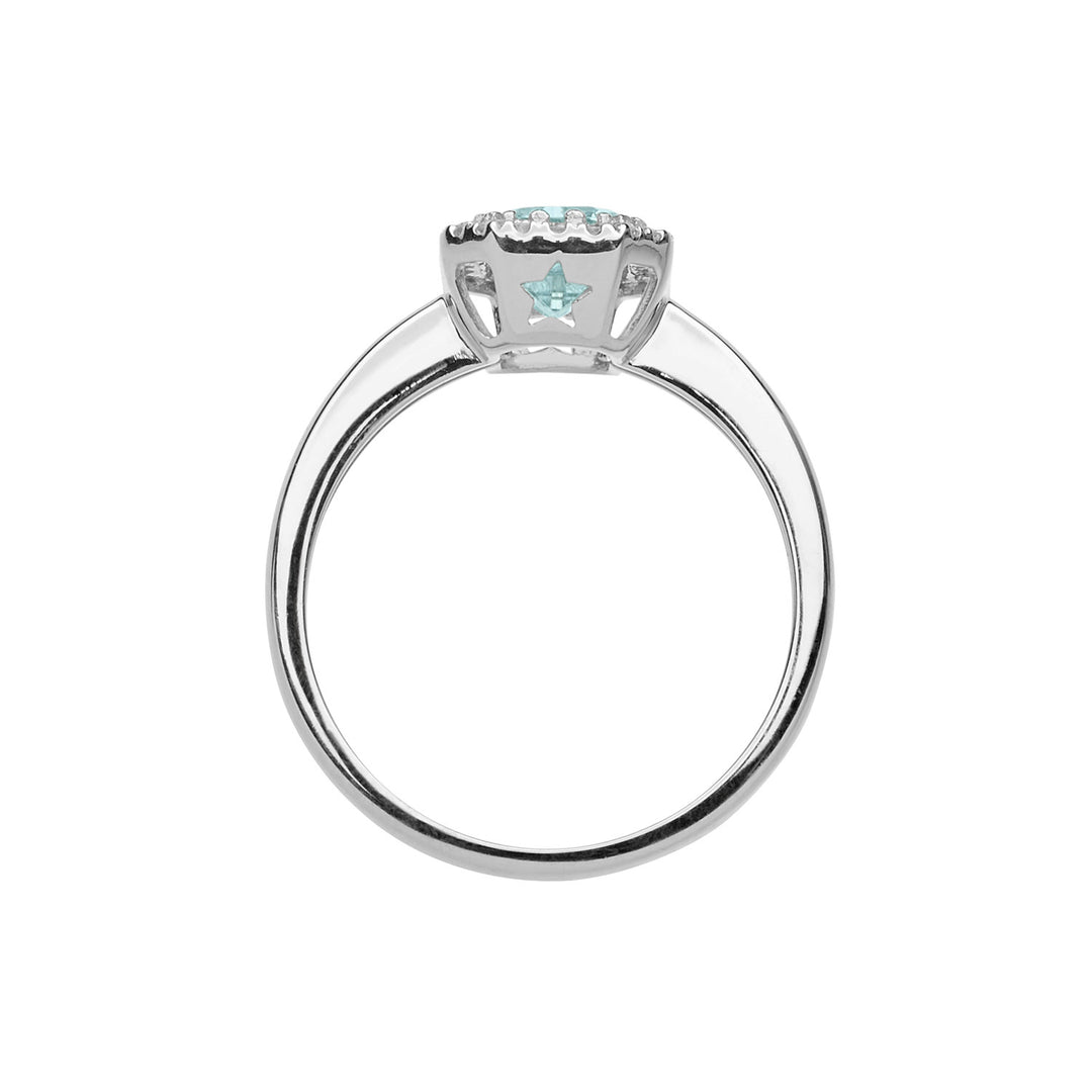 Comete-Goldring mit Diamanten und achteckigem Aquamarin ANQ311