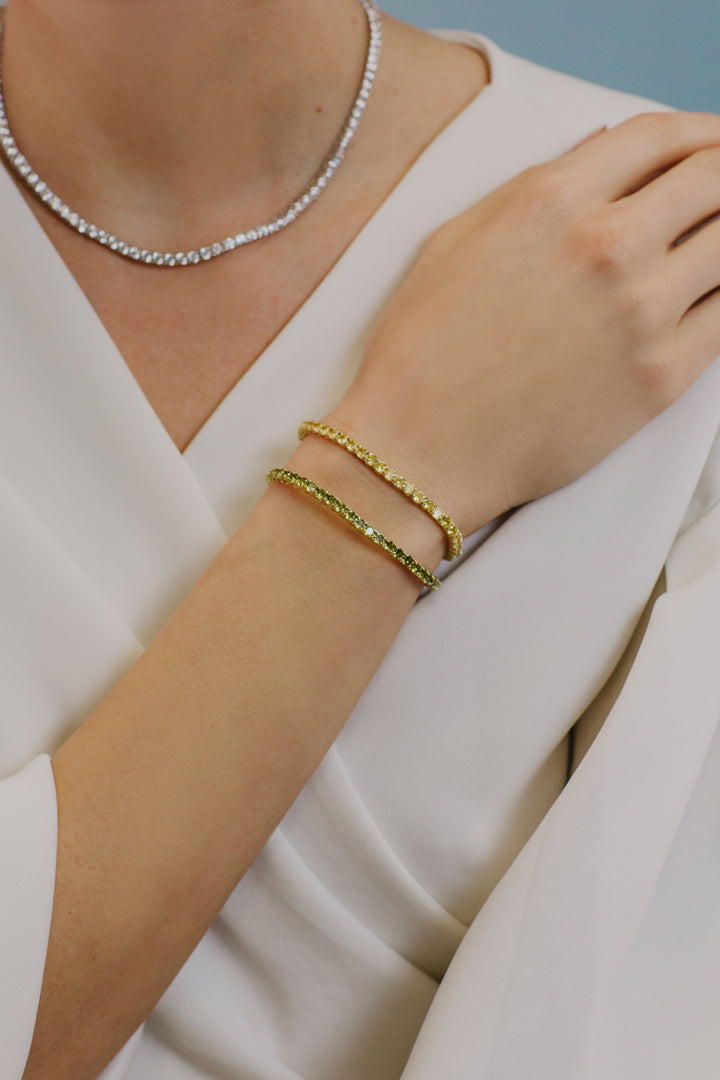 Comètes Tennis en argent jaune et zircons champagne BRA237M18
