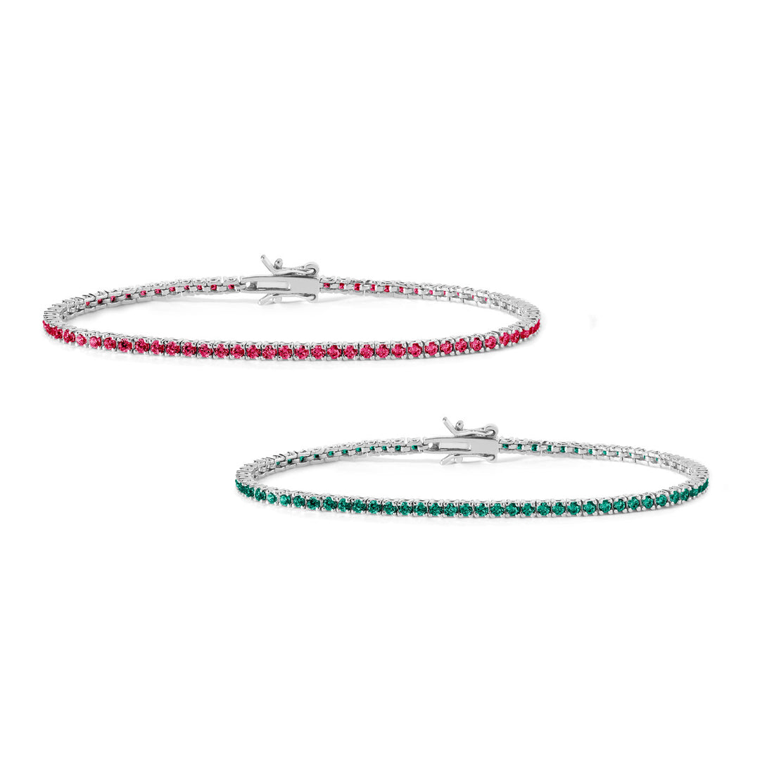 Comete Tennis in Silver and ruby and emerald crystals BRA172M16173M17