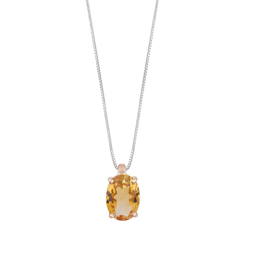 Comete Necklace in 750‰ rose gold and oval Citrine GLB1669