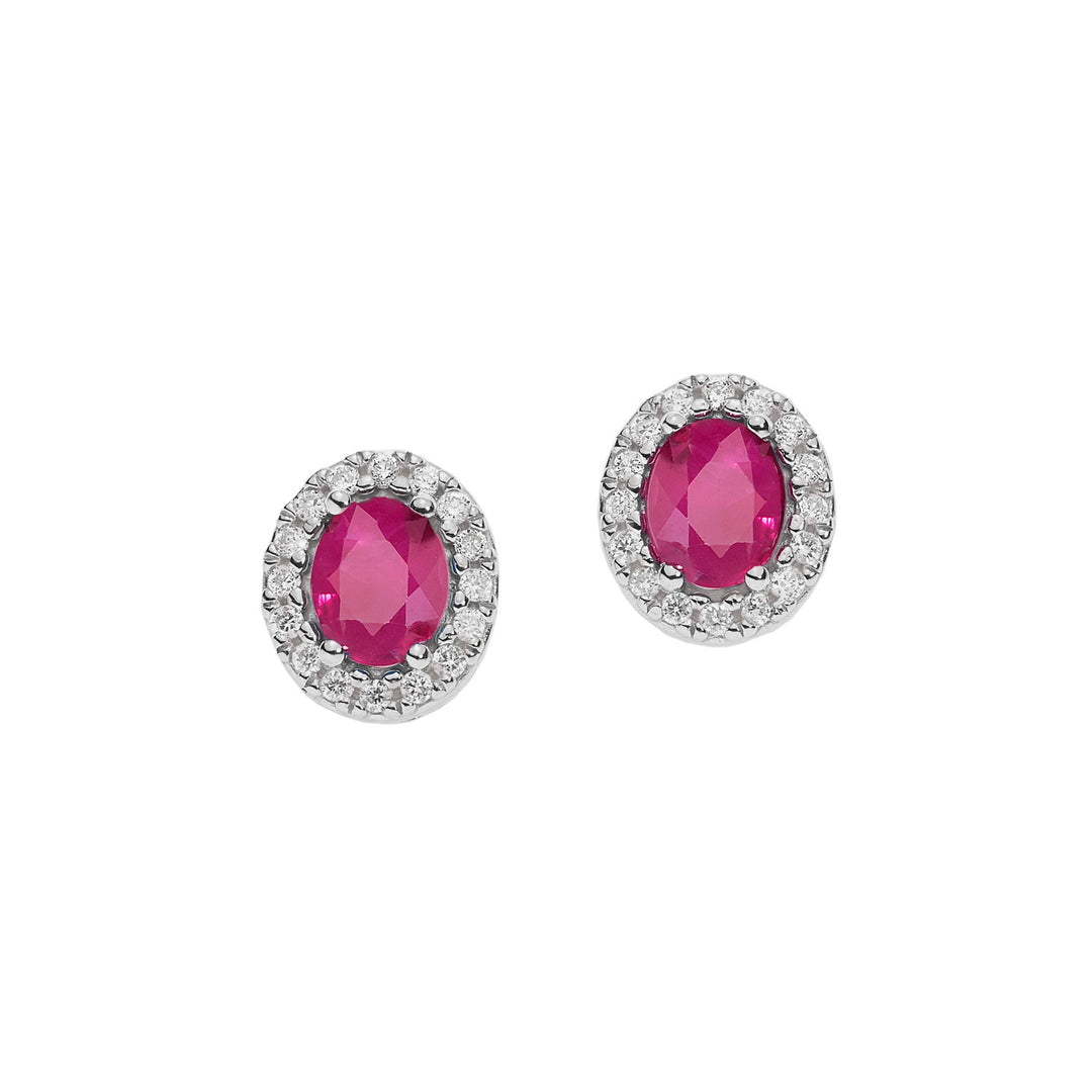 Comete Orecchini in Oro Diamanti e Rubino ovali ORB1117