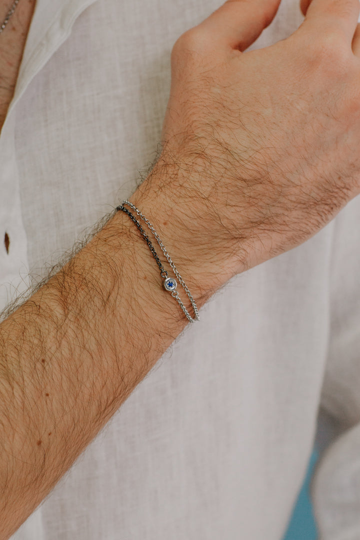 Comete-Armband aus doppeltem, poliertem und brüniertem Silber UBR1043
