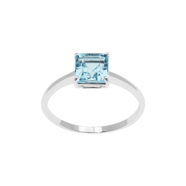 Comete-Ring aus Weißgold mit Blautopas Carrè ANB2680