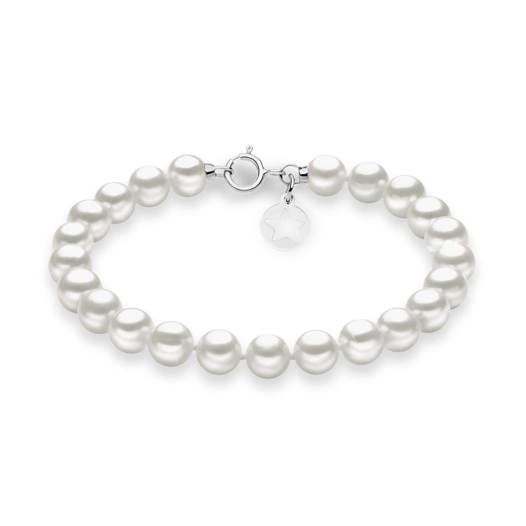 Bracelet Comete en or blanc 375‰, perles et breloque étoile en argent KBRQ112AM19