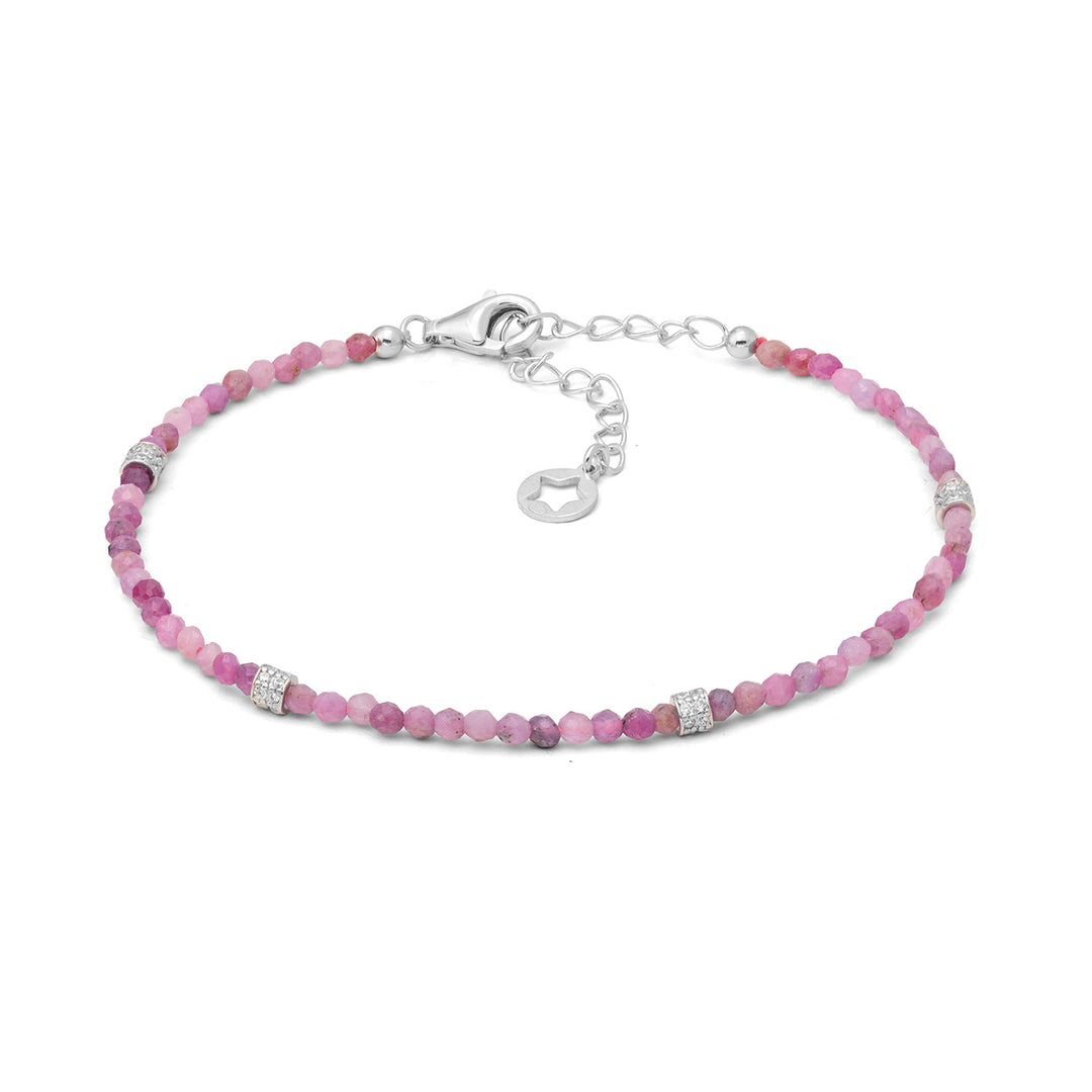 Bracelet Comete en argent 925‰ avec racine de rubis et zircons BRA295
