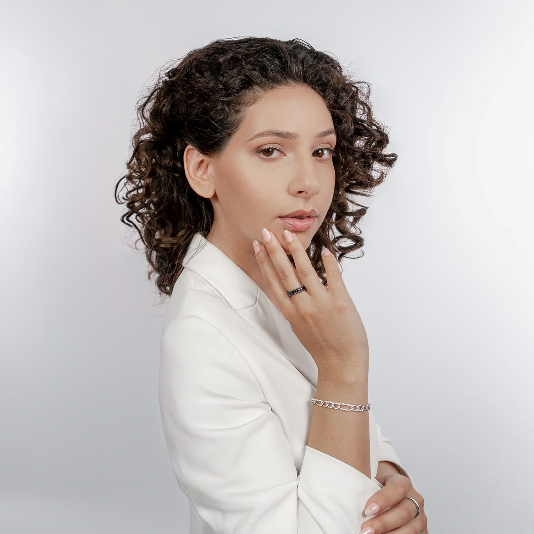 Bague Comète en argent ruthénium 925‰ avec zircons noirs UAN133M16