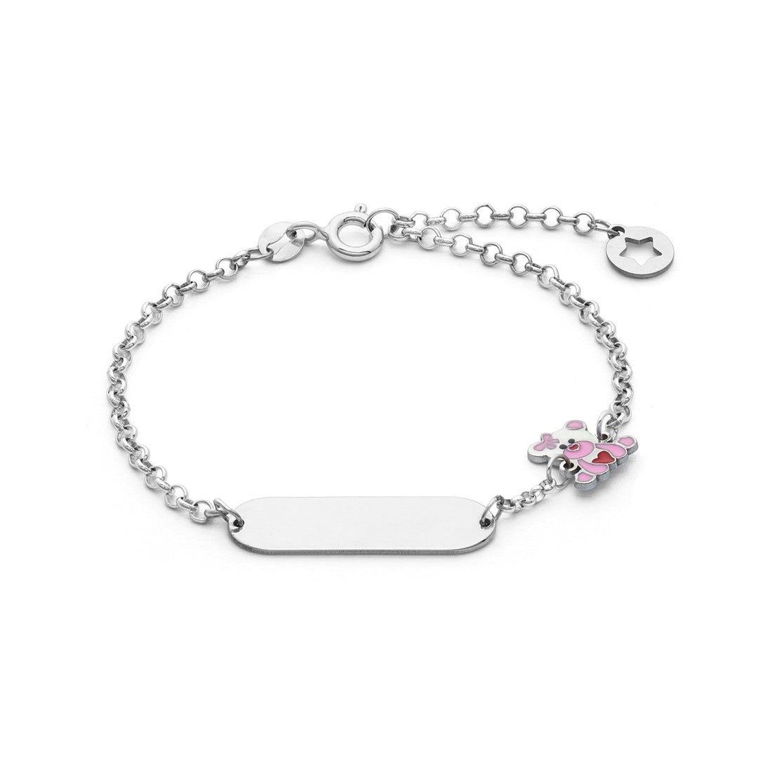 Bracelet Comete en Argent avec Ours en Peluche coloré BRA255