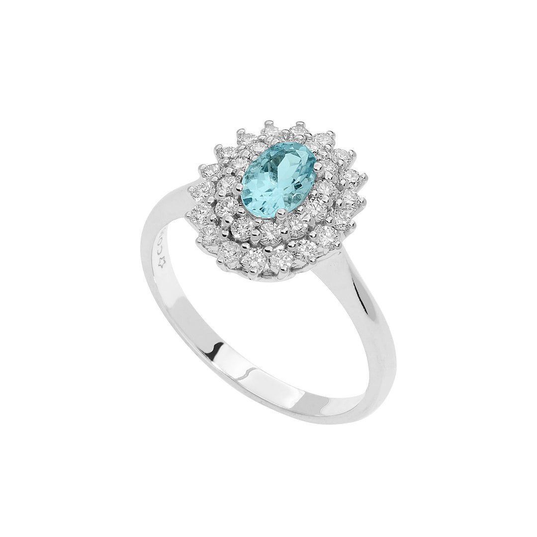 Comete Goldring Diamanten Aquamarin oval ANQ323