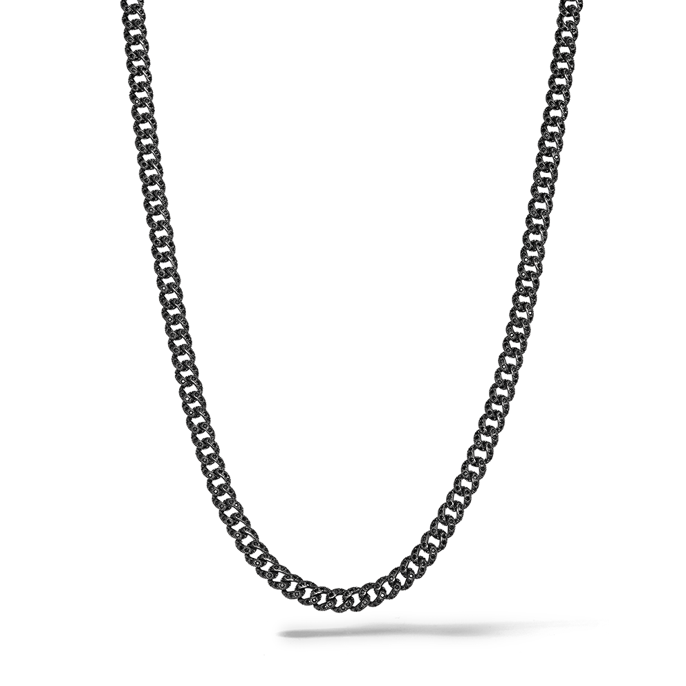 Comete Collana in Argento 925‰ rutenio, acciaio pvd nero, zirconi neri UGL767