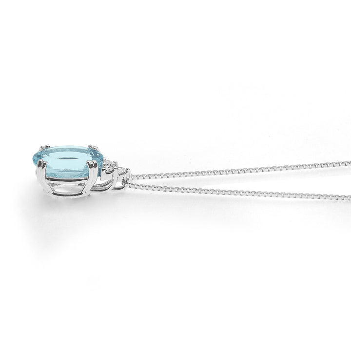Comete Necklace in Gold Diamonds and Oval Aquamarine GLQ300