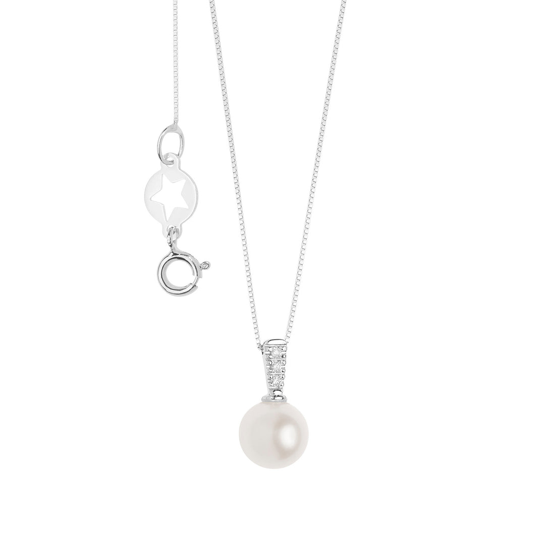 Comete-Halskette mit Perlen und weißen Diamanten GLP622