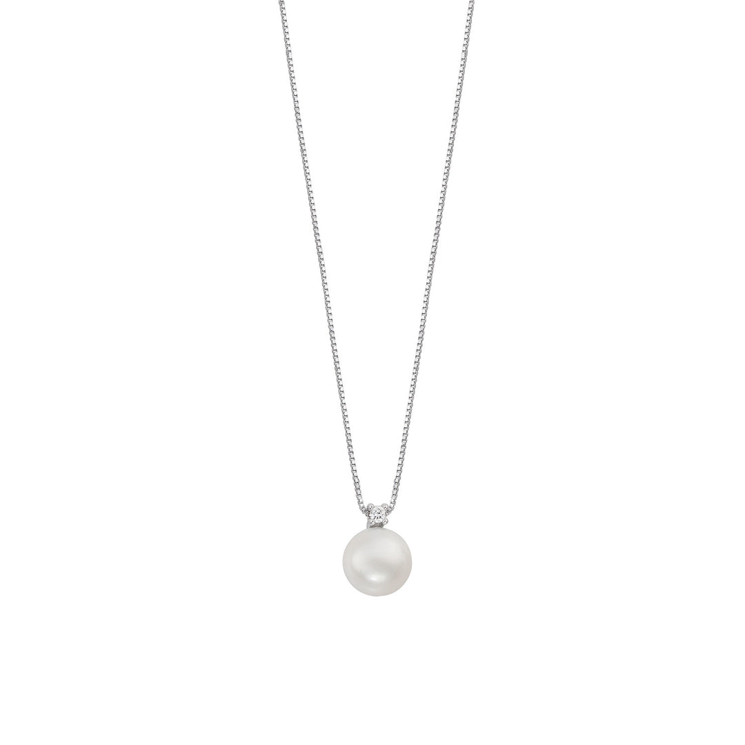 Comete-Halskette mit Perle aus Gold und Diamant mit Federkette GLP626