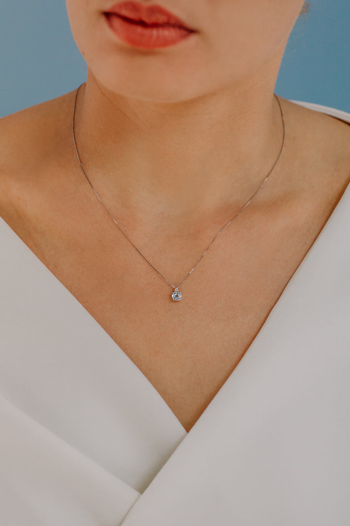 Collier Comete en Or, Diamants et Aigue-marine Ronde GLB1383