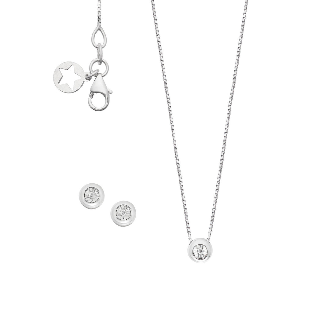 Comete Earrings and necklace in 375‰ gold and white diamonds KIT14011001