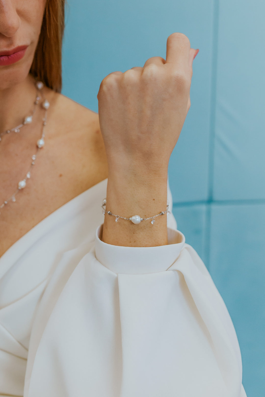 Bracelet Comete en Argent 925‰ avec Perles Acquadolce et cristaux blancs BRA276