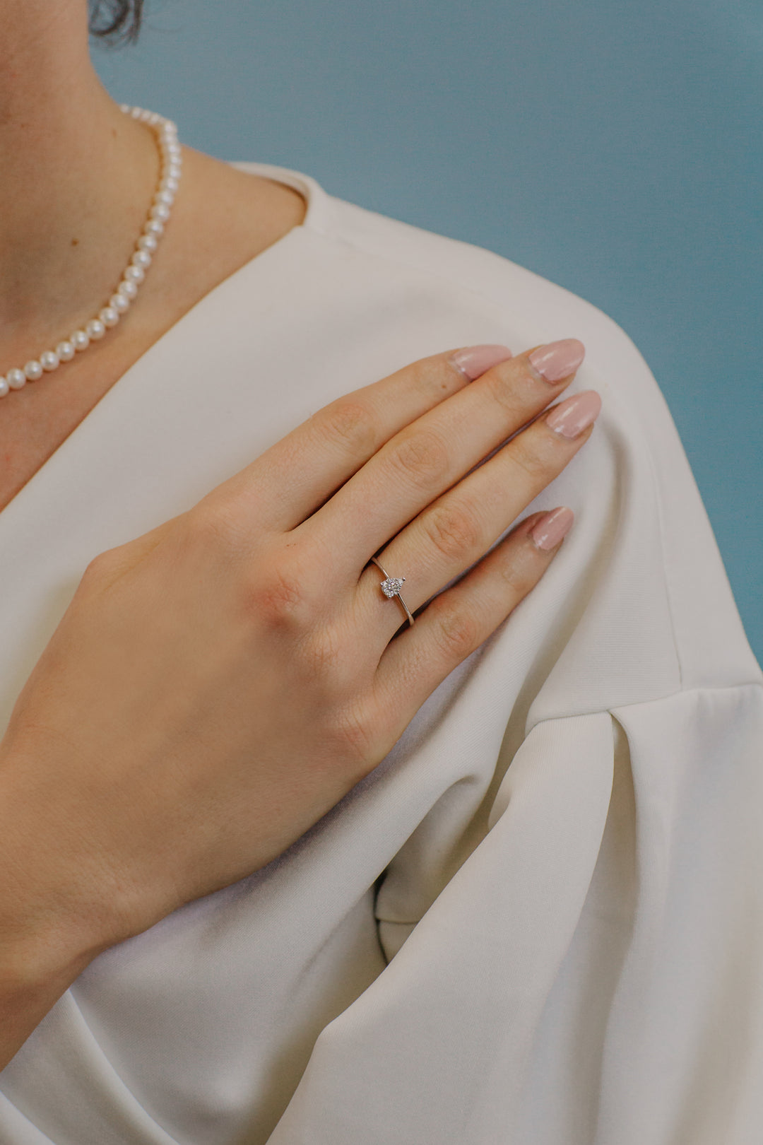 Bague goutte Comete en or rose avec diamants ANB2649