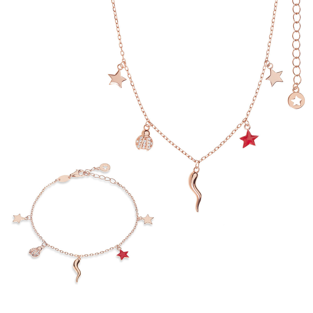 Halskette und Armband Comete aus Silber Cornetto, Talisman-Kollektion KIT249244