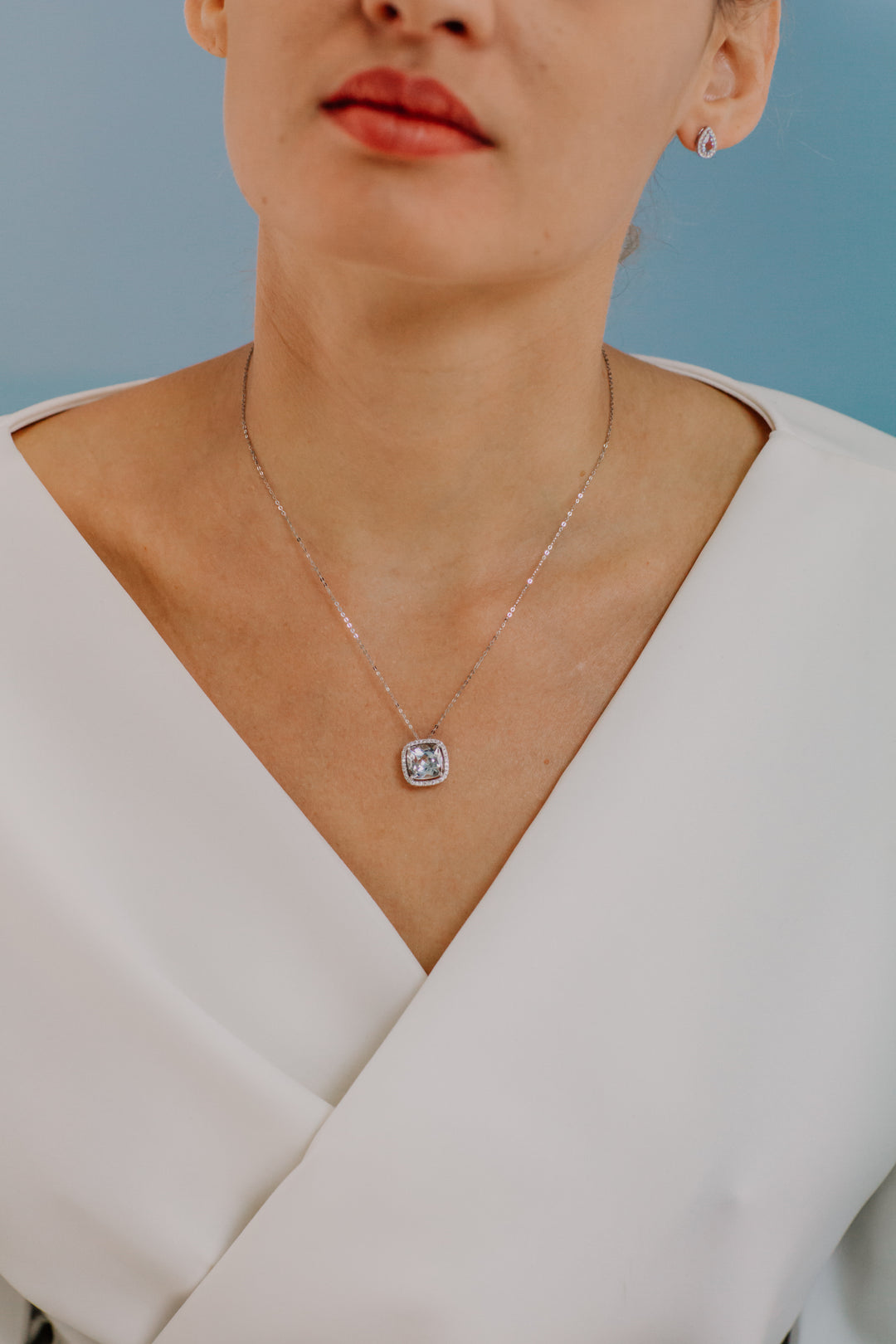 Collier Comete en Or, Diamants et Aigue-marine, taille antique GLQ266