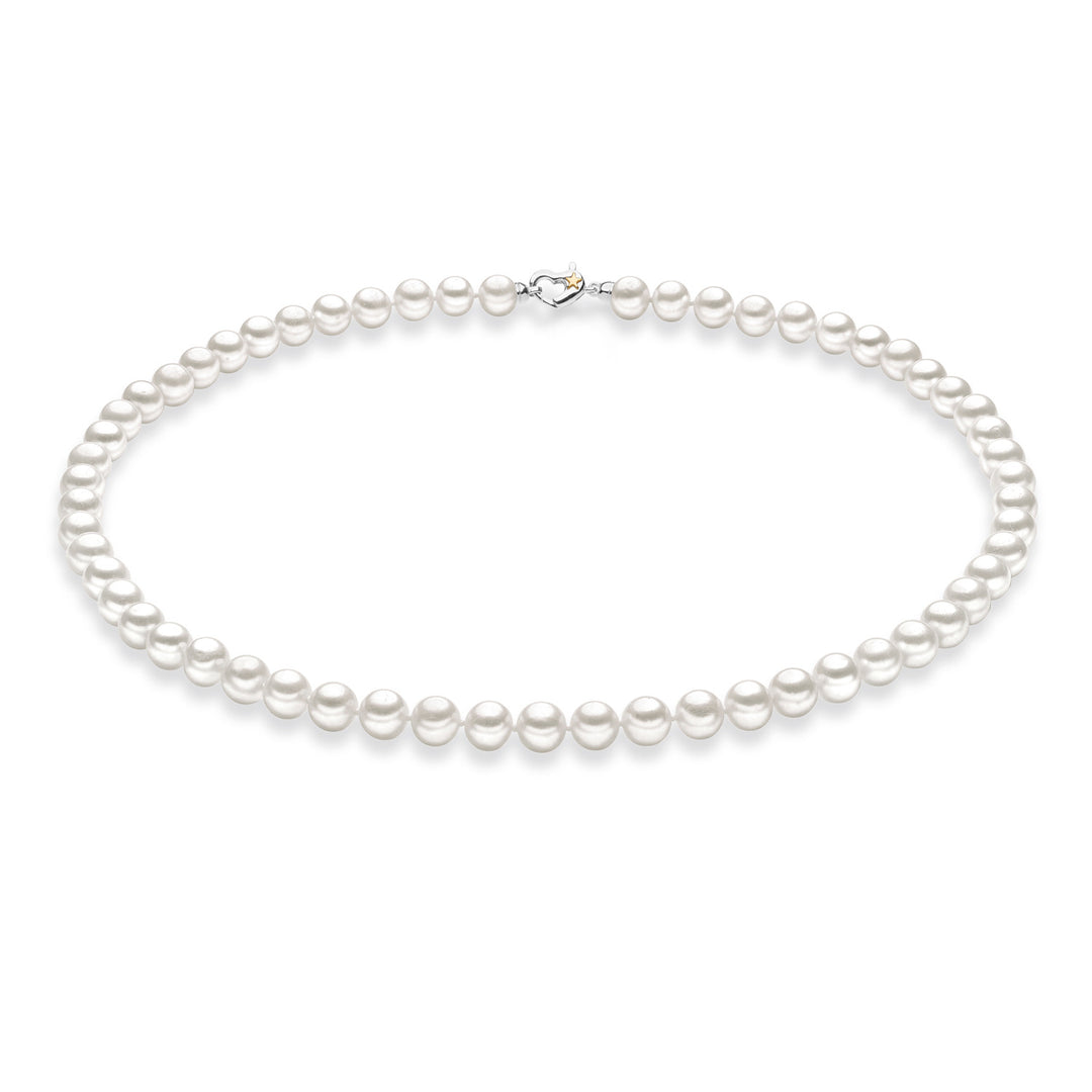 Comete Filo Perle Acquadolce in Argento e Stella in Oro giallo 50 cm FWQ31050