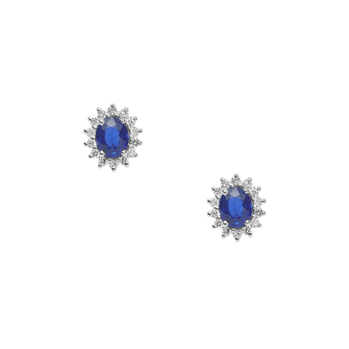 Comete Gold Earrings with Diamonds and Oval Blue Sapphires ORB1025