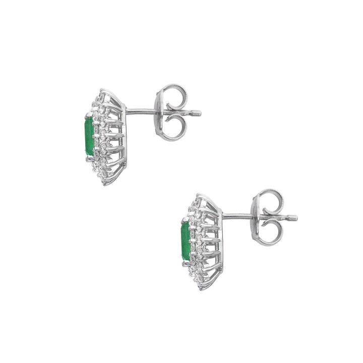 Comete-Ohrringe Weißgold, Diamanten und achteckiger Smaragd ORB1108
