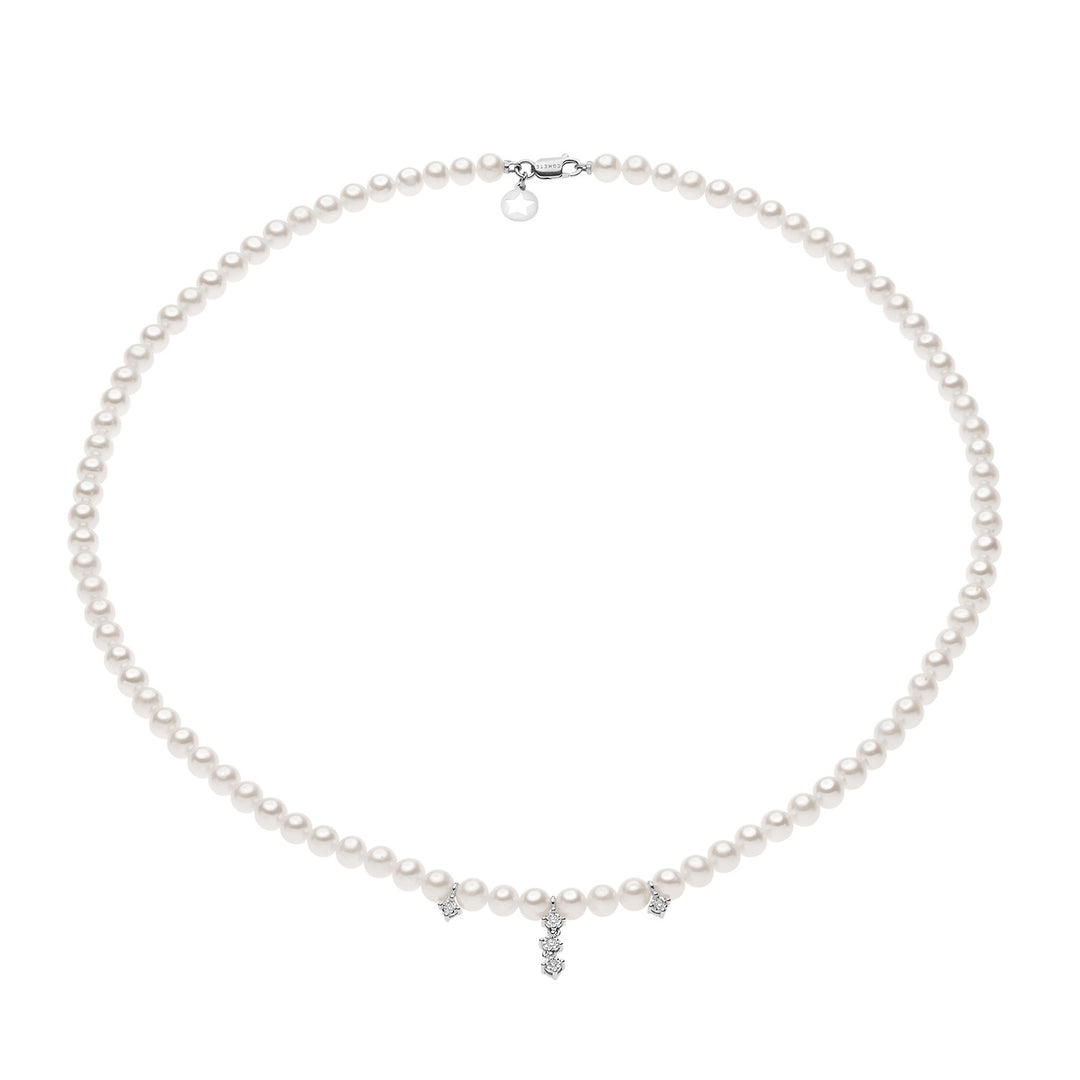 Comete-Perlen- und Diamantdraht-Halskette FWQ373