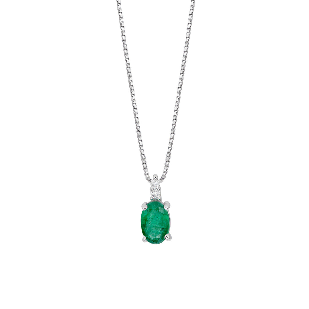 Comete-Halskette aus Gold und weißen Diamanten, ovaler Smaragd GLB1658S3