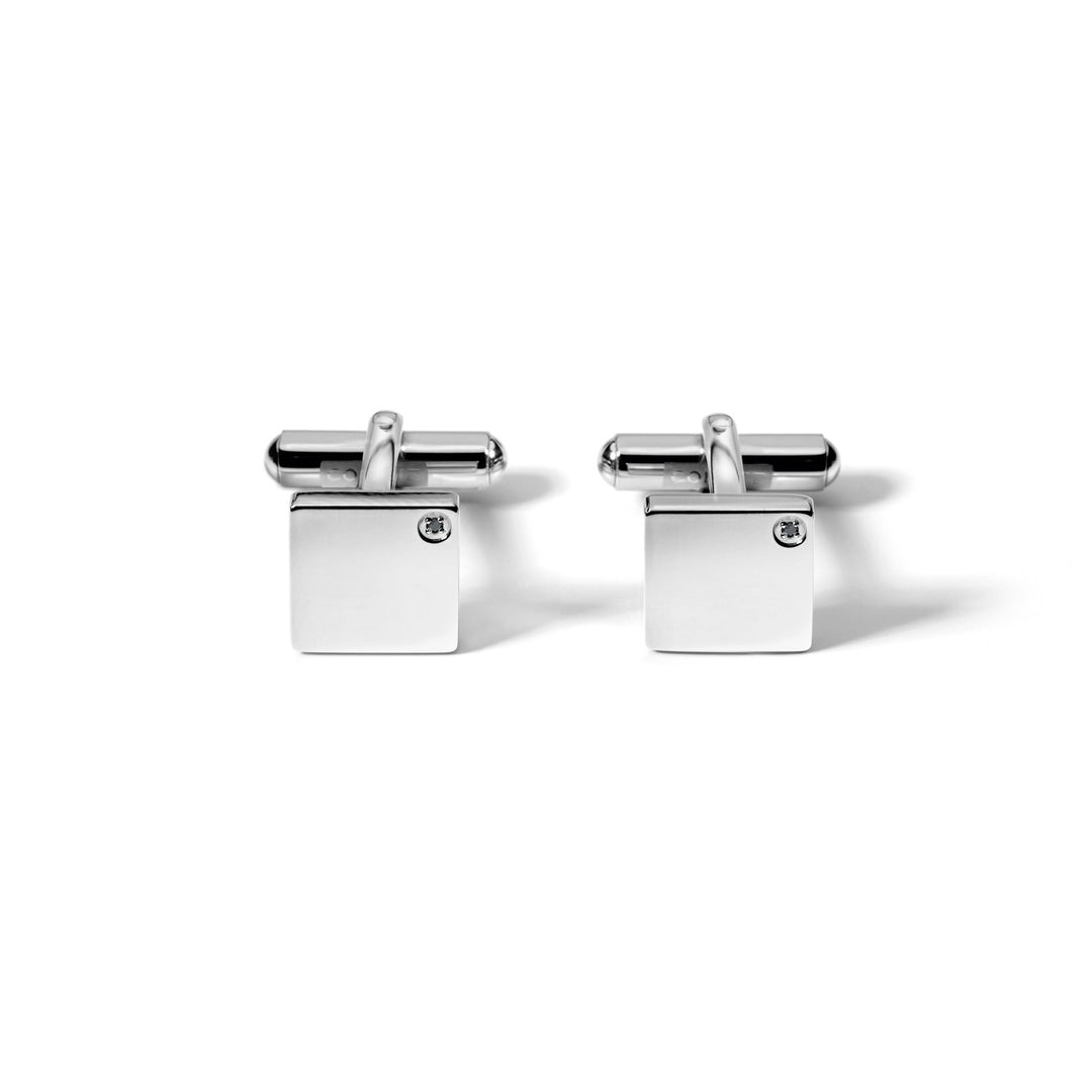 Boutons de manchette carrés Comets en acier et diamants noirs UGM102N