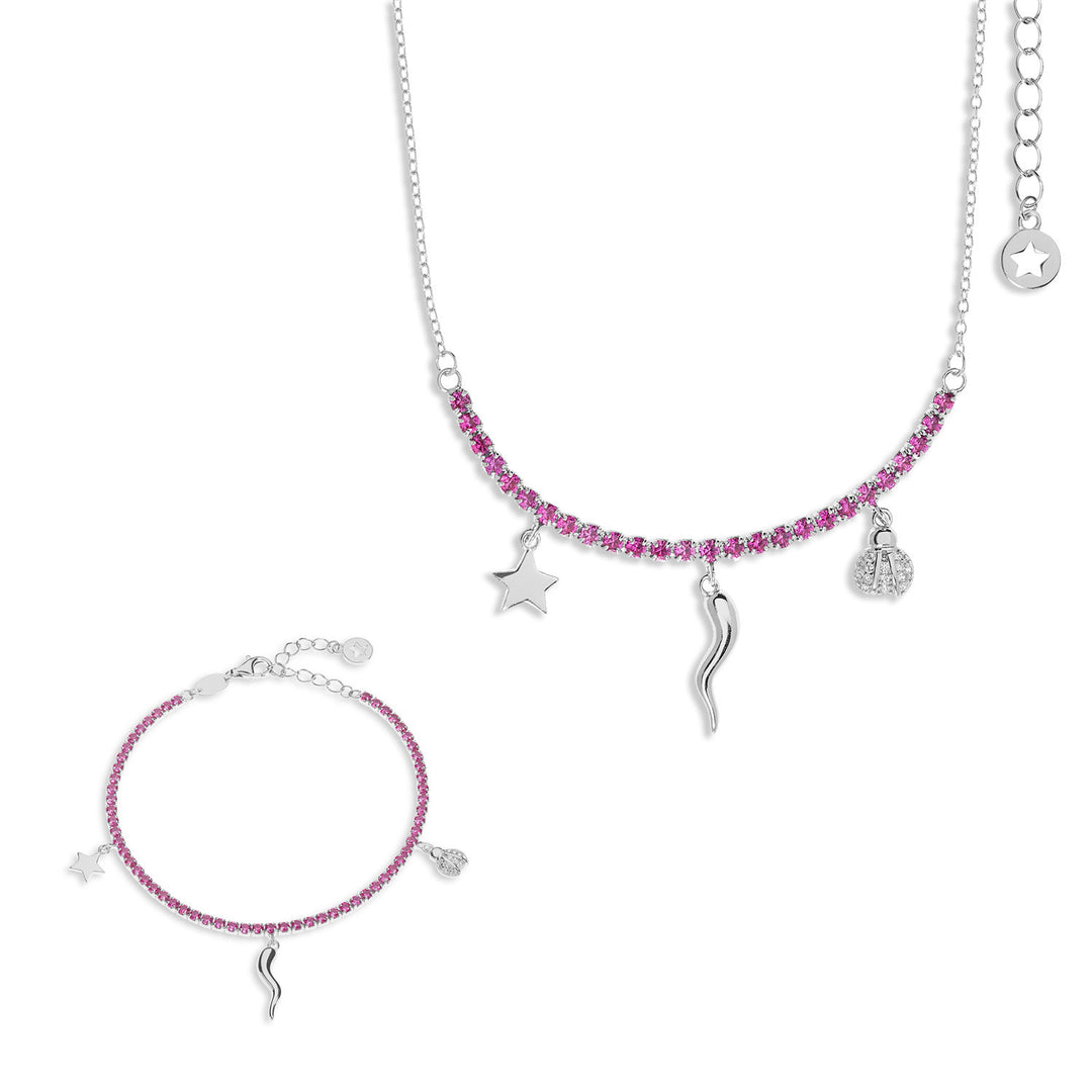 Collier et Bracelet Comète en Argent avec Corne, collection Talisman KIT255250