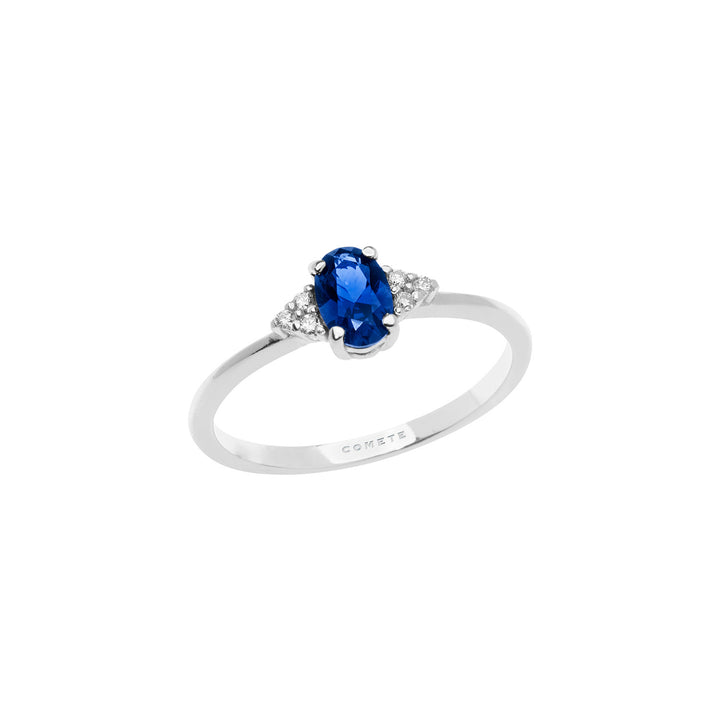 Comete Gold Ring with Diamonds and Oval Sapphire ANB2652