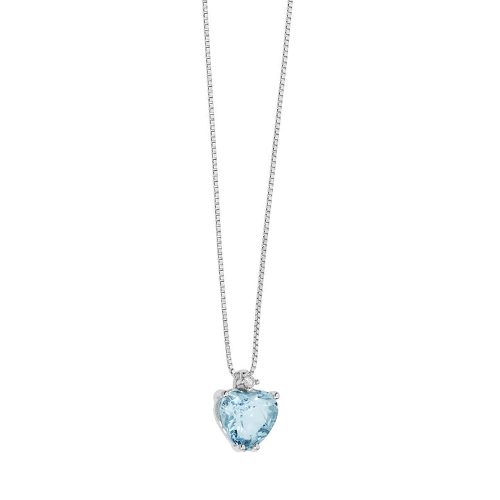 Collier coeur Comete or diamant et aigue-marine GLQ272
