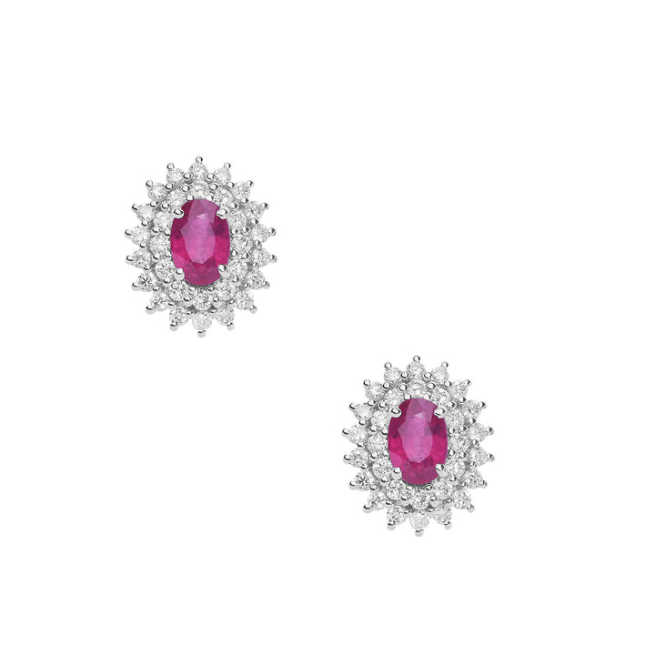 Comete Orecchini in Oro Diamanti e Rubini ovali ORB1057
