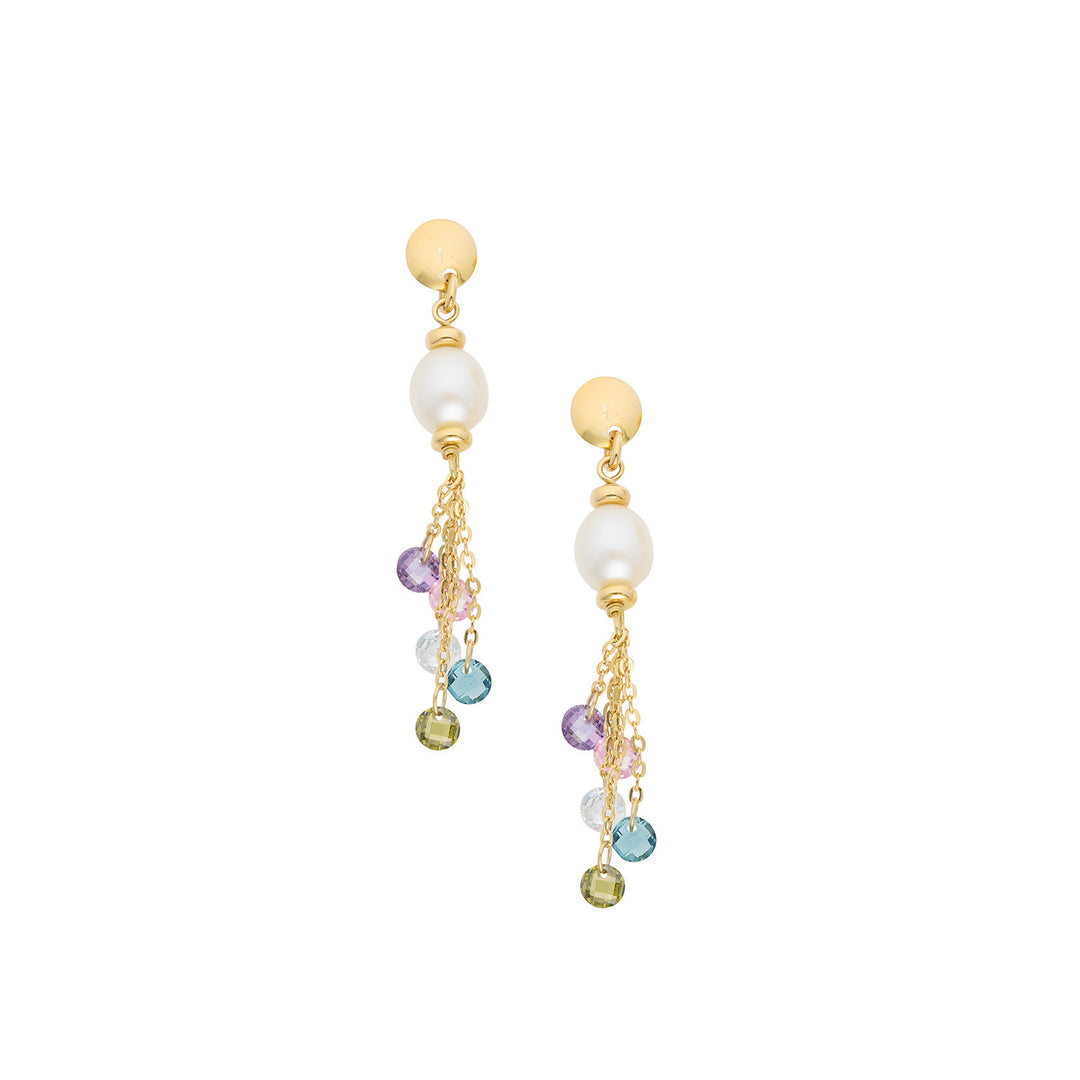 Comete Earrings in 925‰ Silver with multicolor crystals and Acquadolce Pearls ORA225