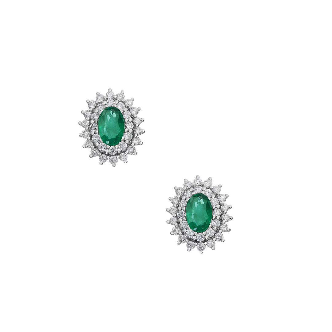 Comete-Ohrringe aus Gold und weißen Diamanten, ovaler Smaragd ORB1107