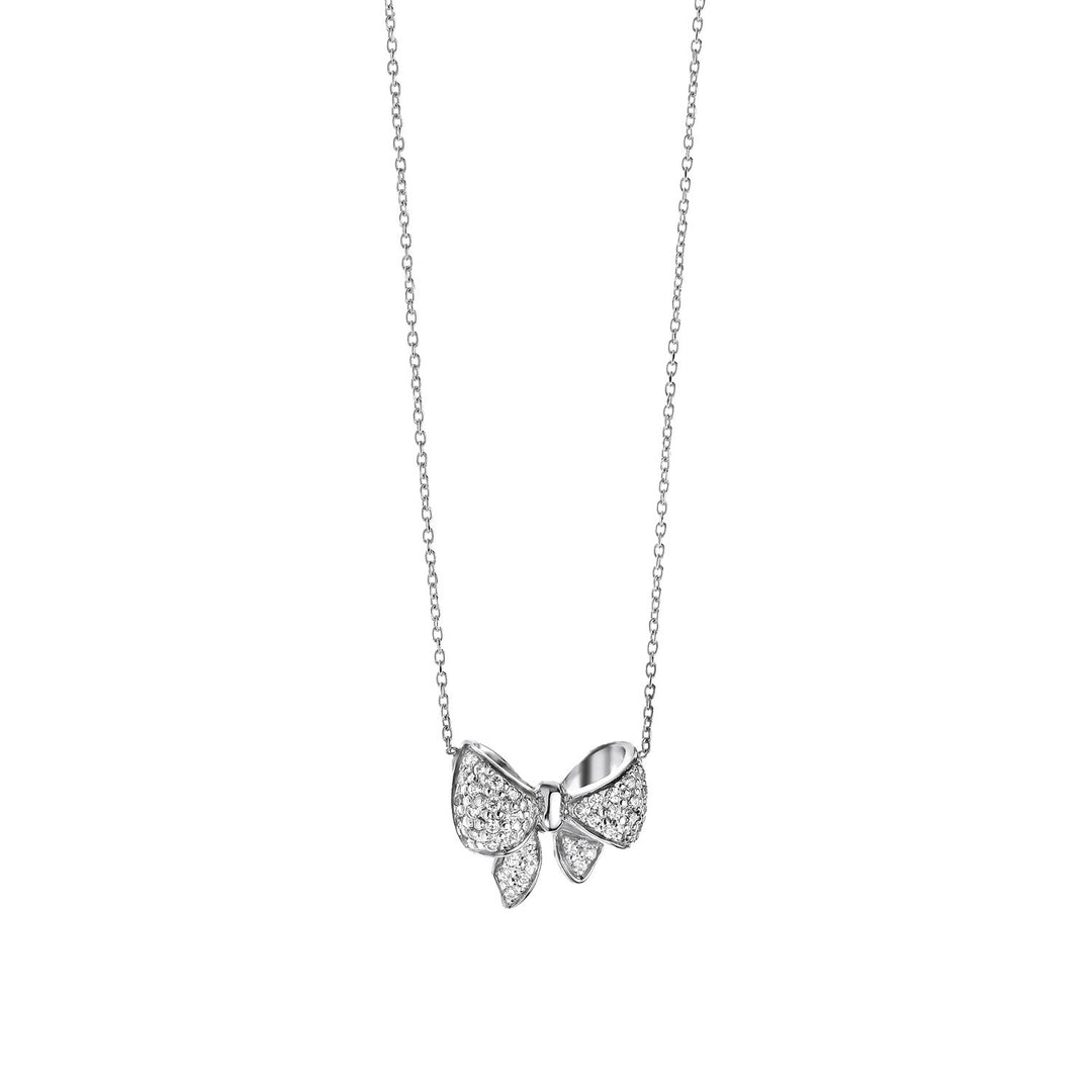 Collier Comete en or blanc Noeud avec Diamants GLB793