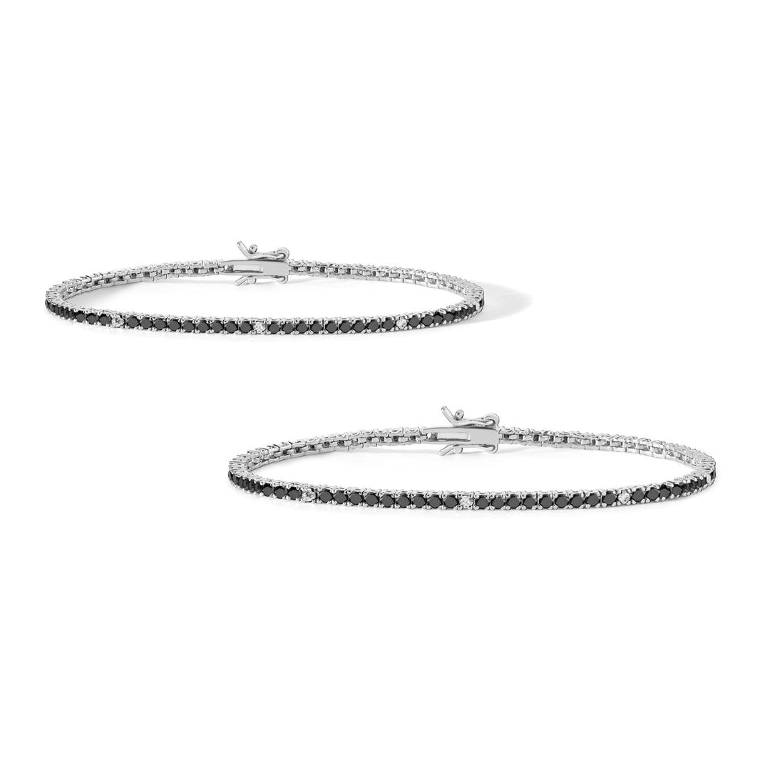 Comete Tennis Homme et Femme en Argent 925‰ et zircons noirs et blancs KIT176M16900