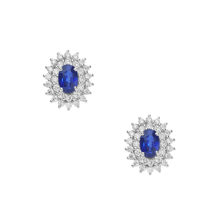 Comete Gold Earrings with Diamonds and Oval Blue Sapphires ORB1056