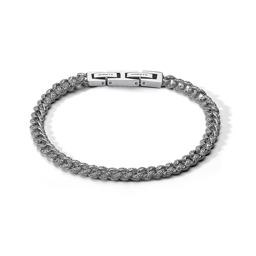 Comete Bracciale in Argento 925‰ rodiato, acciaio, zirconi bianchi UBR1292M17