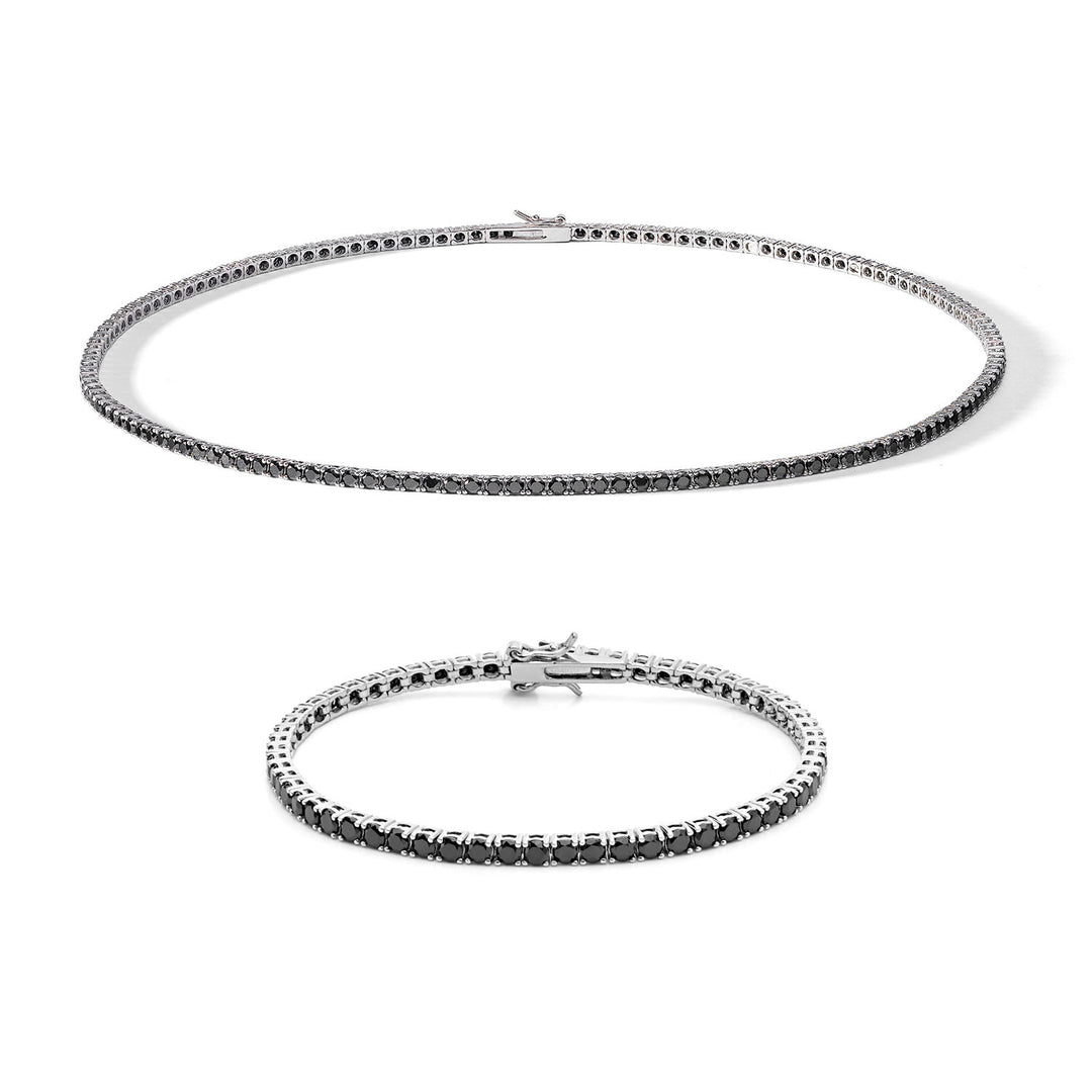 Comete Collana e Bracciale Tennis in Argento con zirconi neri KIT738NM45993M20