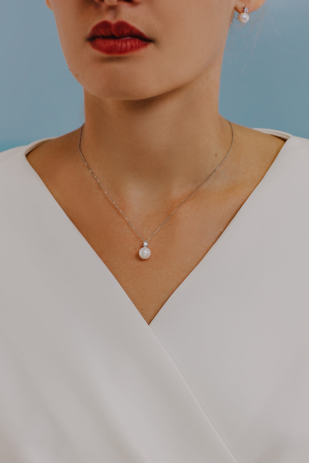 Comete Necklace Pearl light point in Gold and Diamond GLP592