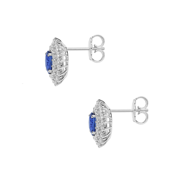 Comete Gold Earrings with Diamonds and Oval Blue Sapphires ORB1056