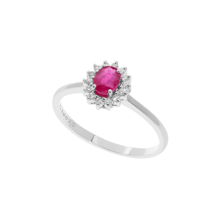 Comete-Ring aus Gold, Diamanten und ovalem Rubin ANB 2573