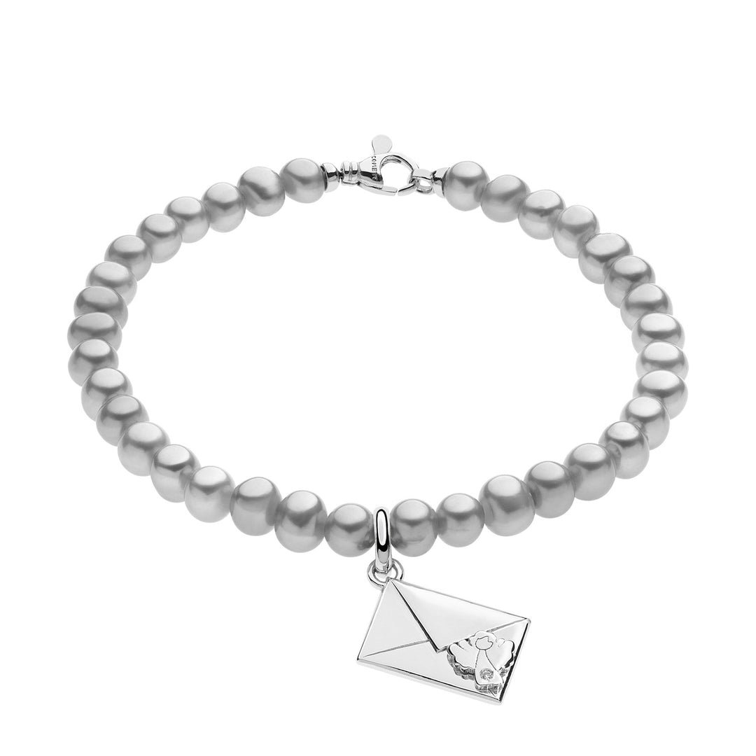 Comete Bracciale Perle grigie in Argento e Busta con Angelo BRQ228