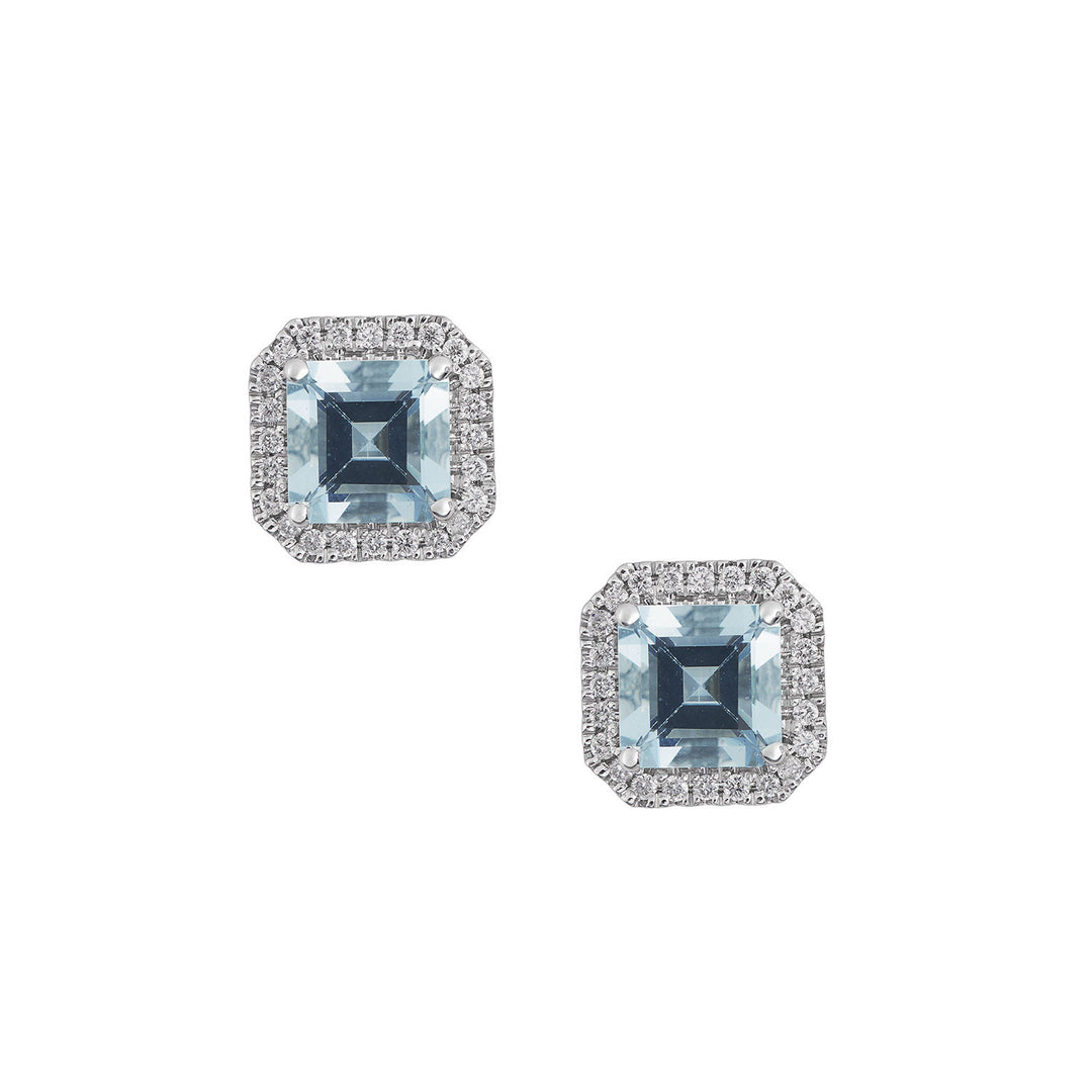 Comete Earrings in white gold and octagonal aquamarine diamonds ORQ269
