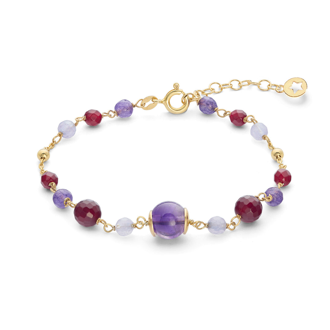 Comete Bracciale Argento 925‰ con Ametista, Agata e Giada colorate BRA270