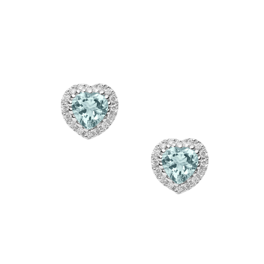 Comete Gold Earrings with Diamonds and Aquamarine Heart ORQ251