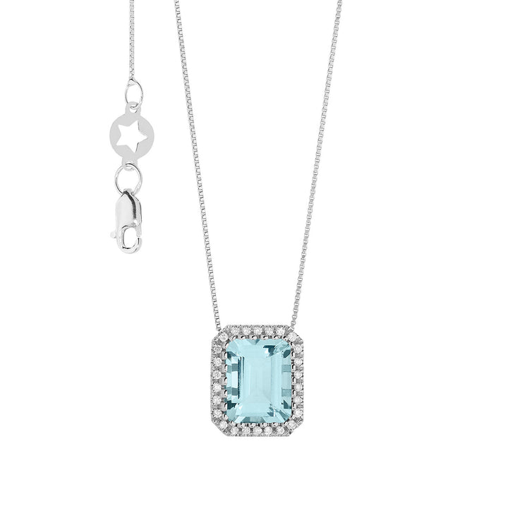 Collier Comete en Or, Diamants et Aigue-marine Octogonale GLQ303